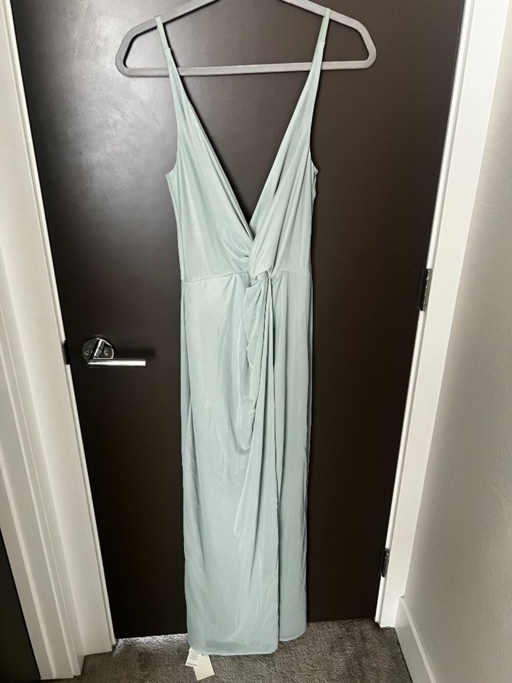 *NWT* Abercrombie & Fitch Mesh Twist Wrap Gown Green Granite Tall Medium - Picture 3 of 5